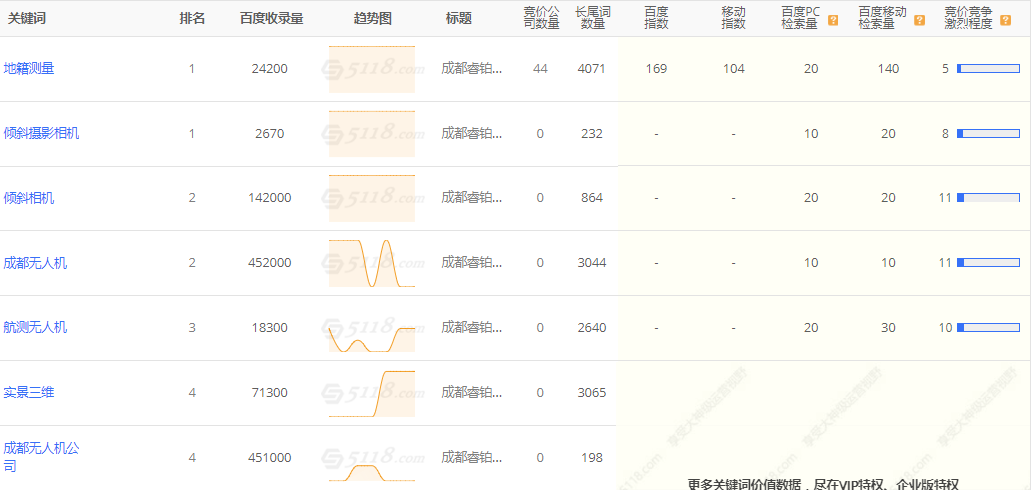 关键词排名情况